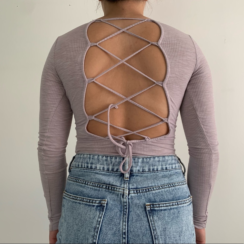 Light pink bodysuit with full back tie